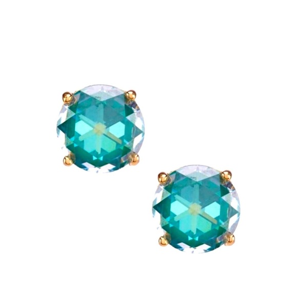 Kate Spade Bright Idea CZ Earrings Aqua Blue Green faceted stud jewelry New - Picture 1 of 8